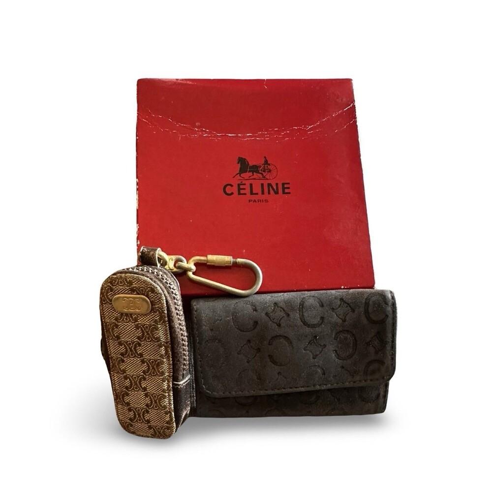 Authentic Vintage CELINE Macadam key Wallet & Coin Purse Set w/ Box